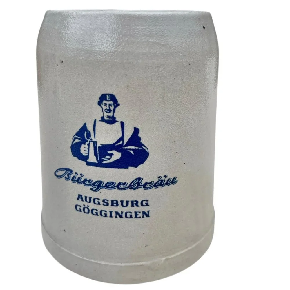 Vintage Bürgerbräu Augsburg Göggingen Stoneware Beer Mug Tankard With Handle 0.5